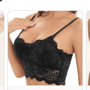SHEIN Crochet Lace Cami Bra Bralette S Black 90s Y2K Whimsigoth 200L